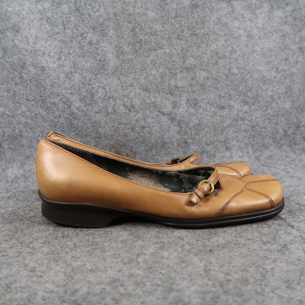 Nine West Shoes Womens 7 Mary Jane Flats Leather Buckle Strap Retro Brown